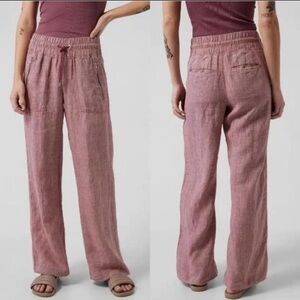 Athleta Pink Wide Leg Linen Pants